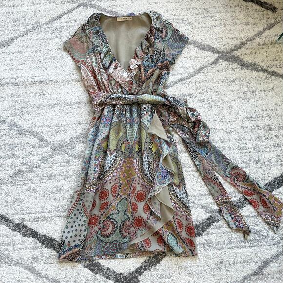 ETRO Silk Paisley Ruffle Wrap Dress Size IT 42 / US 6 - Picture 4 of 12